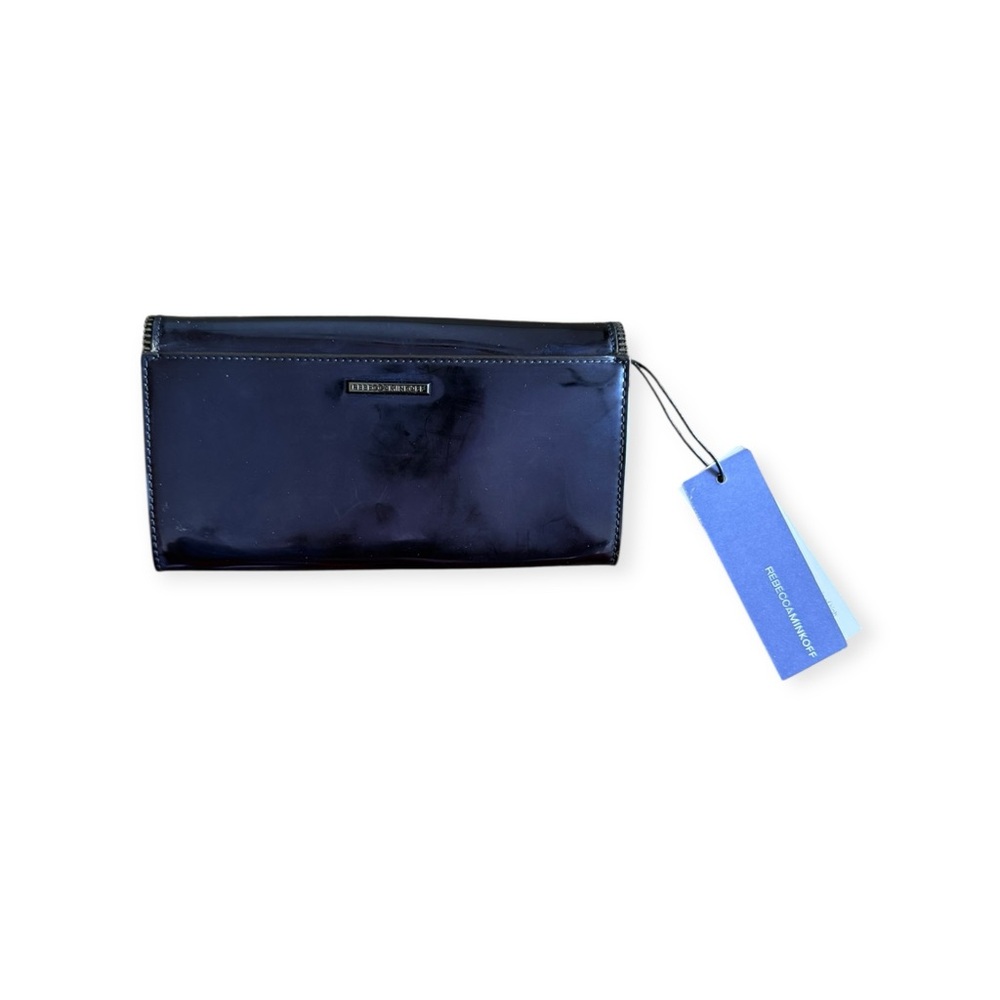 Rebecca Minkoff metallic blue large wallet clutch